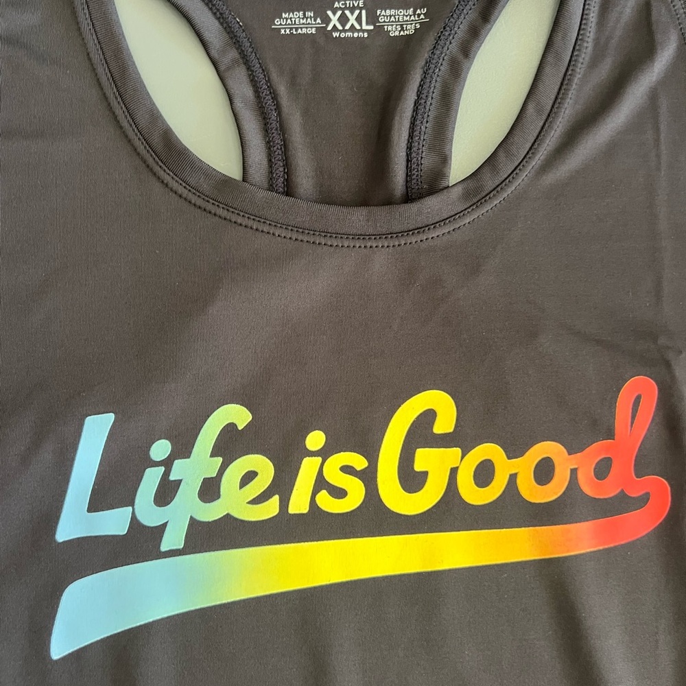 NWOT Life is Good Women's active performance Black racer back Tank Top xxl - Picture 2 of 6